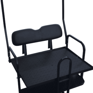 Black metal garden kneeler and seat.