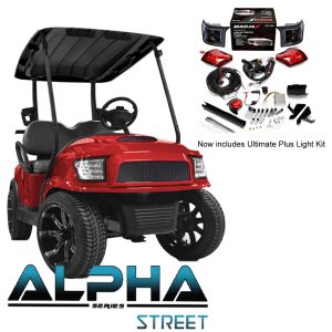 Red ALPHA Street Body Kit for Club Car Precedent, Onward, Tempo with Ultimate Plus Light Kit.