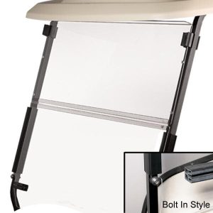 Foldable clear windshield for EZGO TXT Bolt golf carts, years 1994.5-2013.