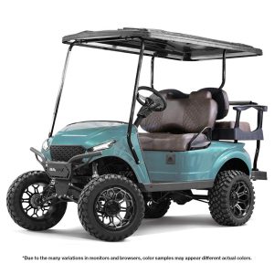 Custom MadJax Storm body kit on EZGO TXT golf cart for Sea Storm model.