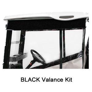 Custom black valance for EZGO RXV T48 golf cart, enhances style and protection.