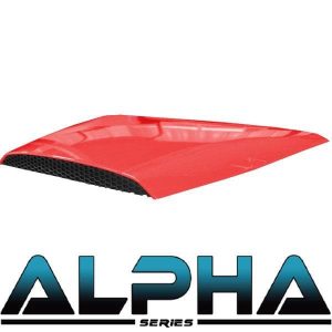High-quality red hood scoop for ALPHA body kits, enhancing vehicle performance and style.