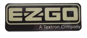 EZGO RXV 2008-Up & TXT/T48 2014-Up nameplate in black and gold.