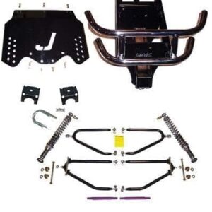 High-quality long travel suspension kit for E-Z-GO Medalist and TXT golf carts, enhances ride comfor.