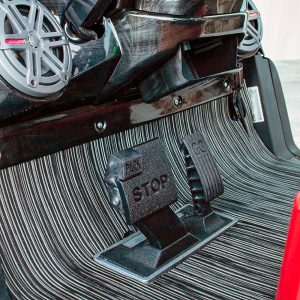 EZGO TXT golf cart floor mat with Chilewich Black Ribweave design.