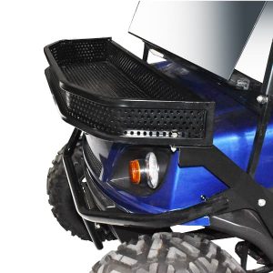 EZGO golf cart basket with brackets for easy attachment.