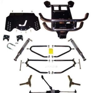 E-Z-GO TXT gas long travel suspension kit for enhanced off-road performance.