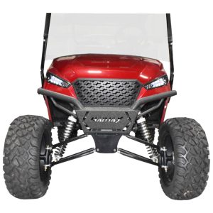 Brush guard for Storm body kit and Jake’s long travel lift kit on off-road vehicle.