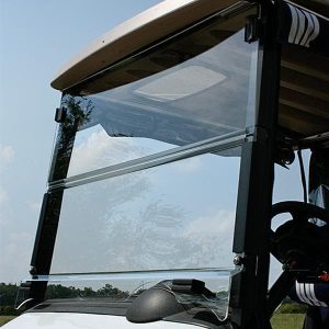 Impact-Resistant Folding Windshield for EZGO RXV golf carts (2008-2023).