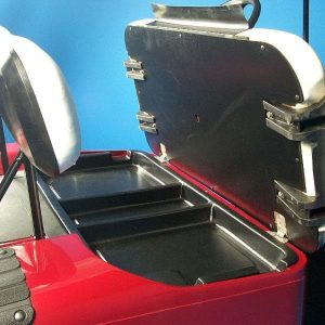 Custom cart underseat storage for EZGO TXT golf carts.