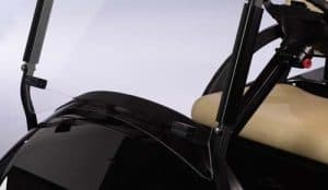 Clear one-piece windshield for Columbia Par-Car golf carts, fits 1996 and newer models.