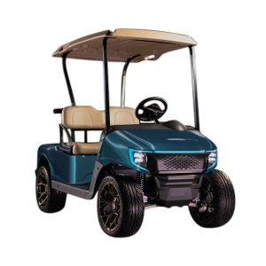 Golf cart with Deep Sea Metallic body kit, custom design for luxury and style.