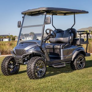 Custom golf cart with MadJax® XSeries Storm Armor Nerf Bars and side step.