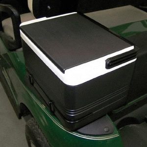 Custom cooler for EZGO RXV golf cart, 12-quart capacity, durable design.