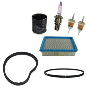 High-quality Club Car DS tune-up kit with spark plug, air filter, and belt for 1992-up models.