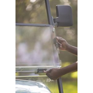 High-quality folding DOT windshield for utility carts and off-road vehicles.