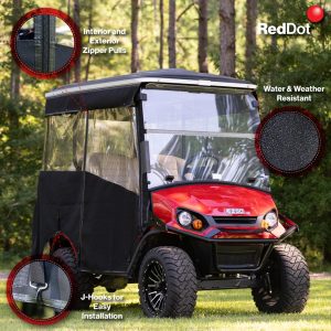 EZGO Express S4 Elite golf cart with weather-resistant enclosure and easy-install J-hooks.