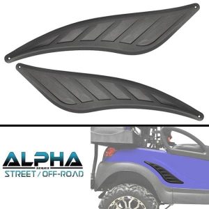 Rear trim accent kit for Alpha Series golf carts, stylish black design.