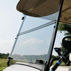 EZGO TXT T48 Red Dot Impact-Resistant Folding Windshield for Golf Carts.