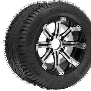 High-performance 10-inch Tempest wheel with machined and black finish for carts. Durable, stylish, p.
