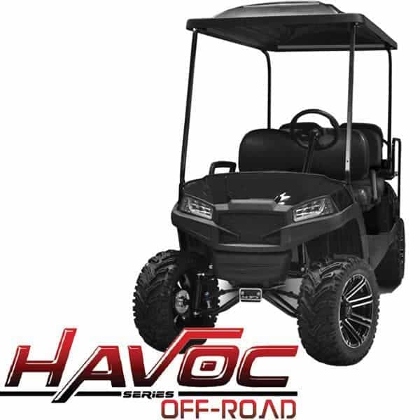 Off-Road Front Cowl Kit for Yamaha G29/Drive HAVOC series, black color, durable and custom fit.
