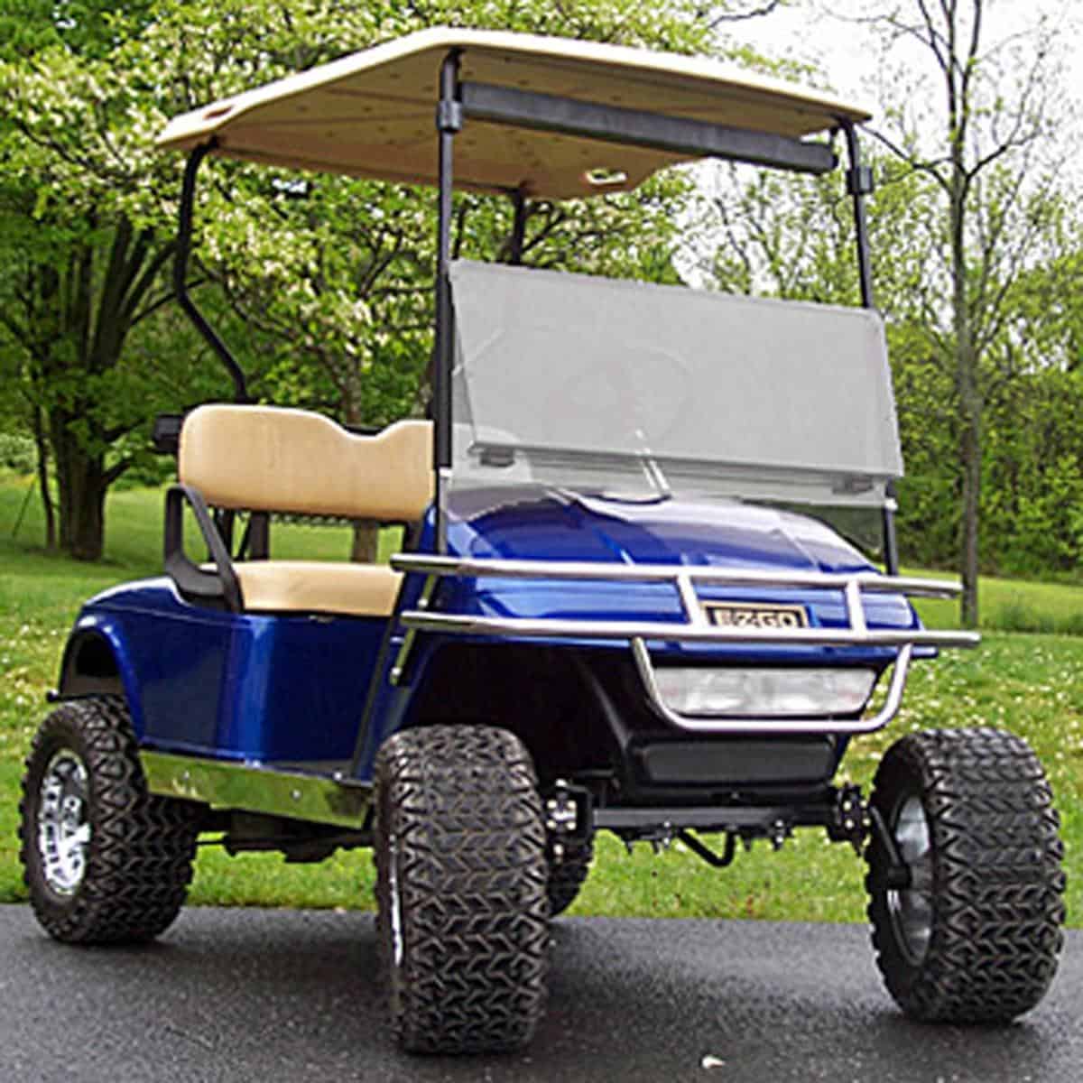 Clear folding windshield for EZGO TXT golf carts (1994.5-2013).