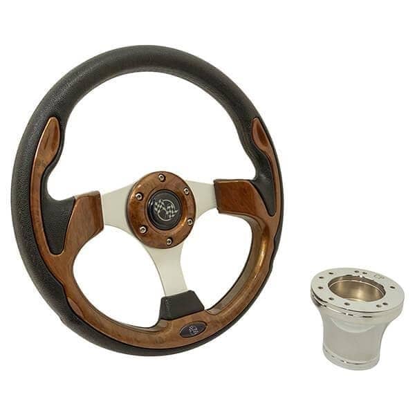 Woodgrain rally steering wheel kit for Club Car Precedent GTW (2004+).