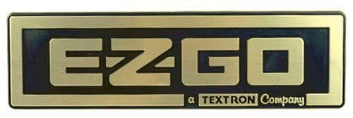 EZGO Medalist TXT Gold Black Nameplate for golf carts.