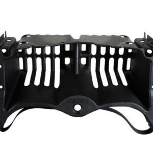 Custom sweater basket assembly for EZGO RXV golf carts. Durable black plastic design.