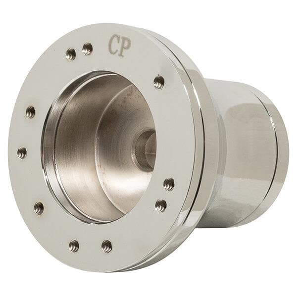Chrome steering wheel adapter for Yamaha 1979-16 models, designed for easy installation and enhanced.