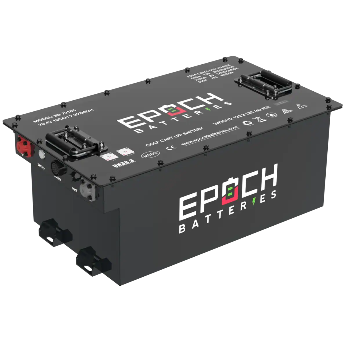 70.4V (72V) 105ah Lithium LiFePO4 Golf Cart Battery - Complete Kit