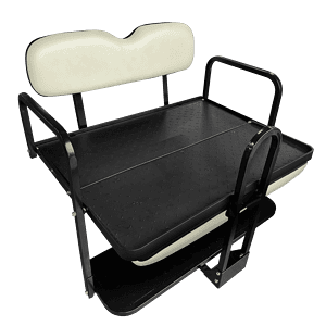 Rear flip seat for EZGO TXT, Freedom, Valor golf carts, black finish.