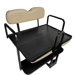Rear flip seat for EZGO TXT, Freedom, Valor golf carts, black color.