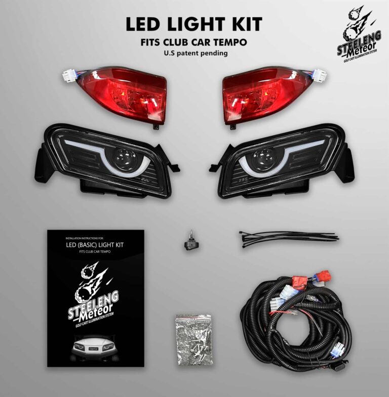 Meteor LED Basic Light Kit for Club Car Tempo, 12V, includes headlights and taillights.