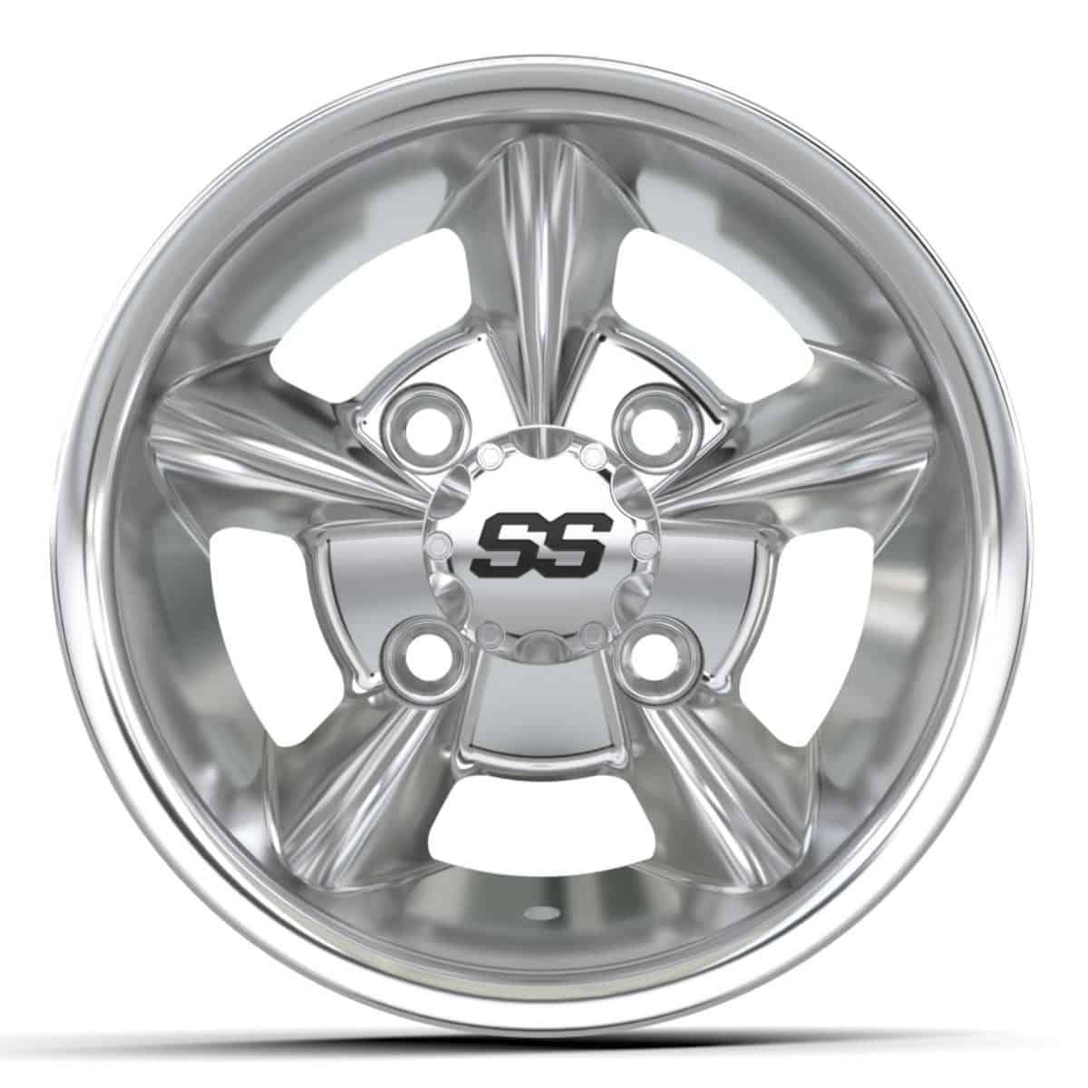 Chrome wheel for golf carts and custom carts.