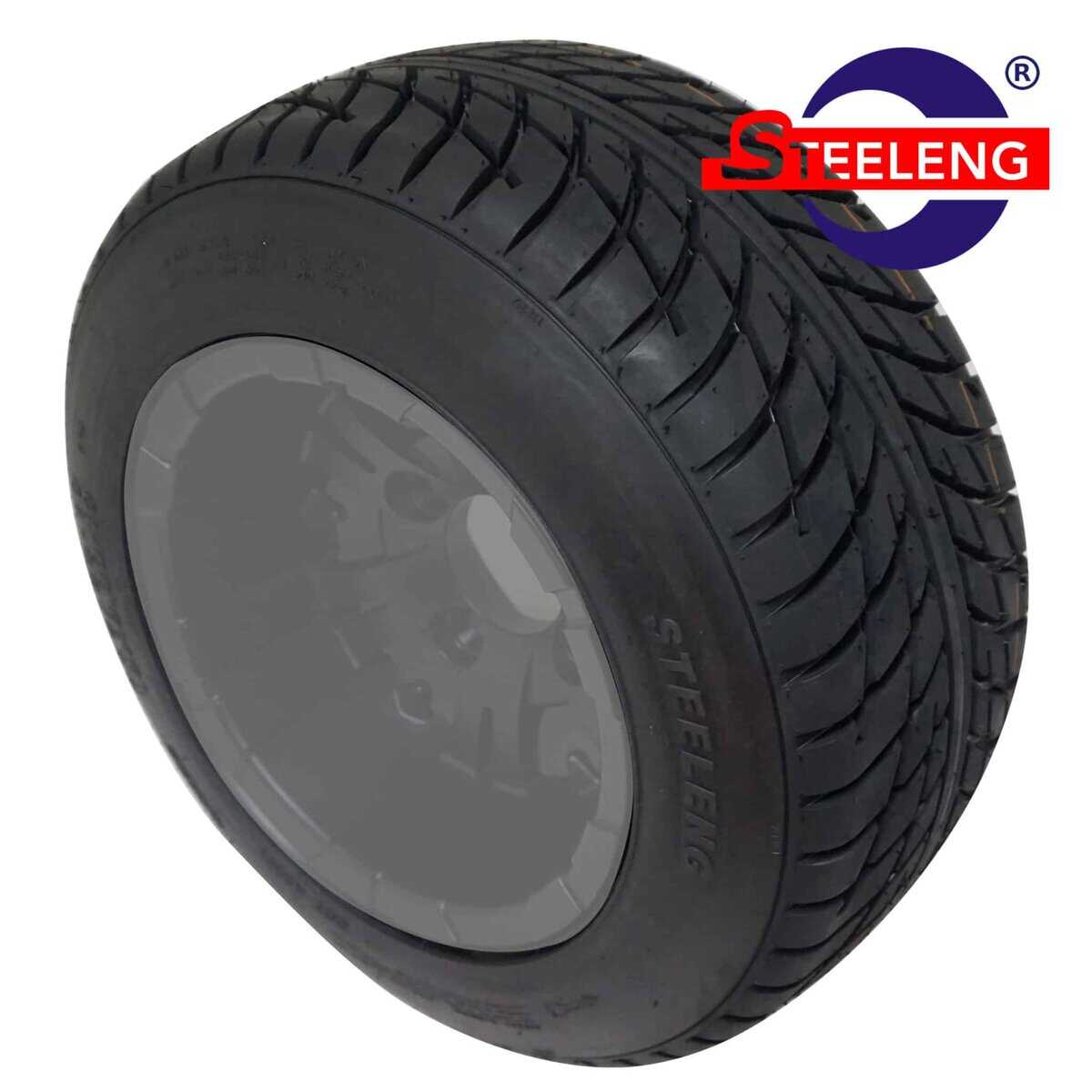 Steeleng 205/50-10 low profile DOT-approved tire for carts and small vehicles.