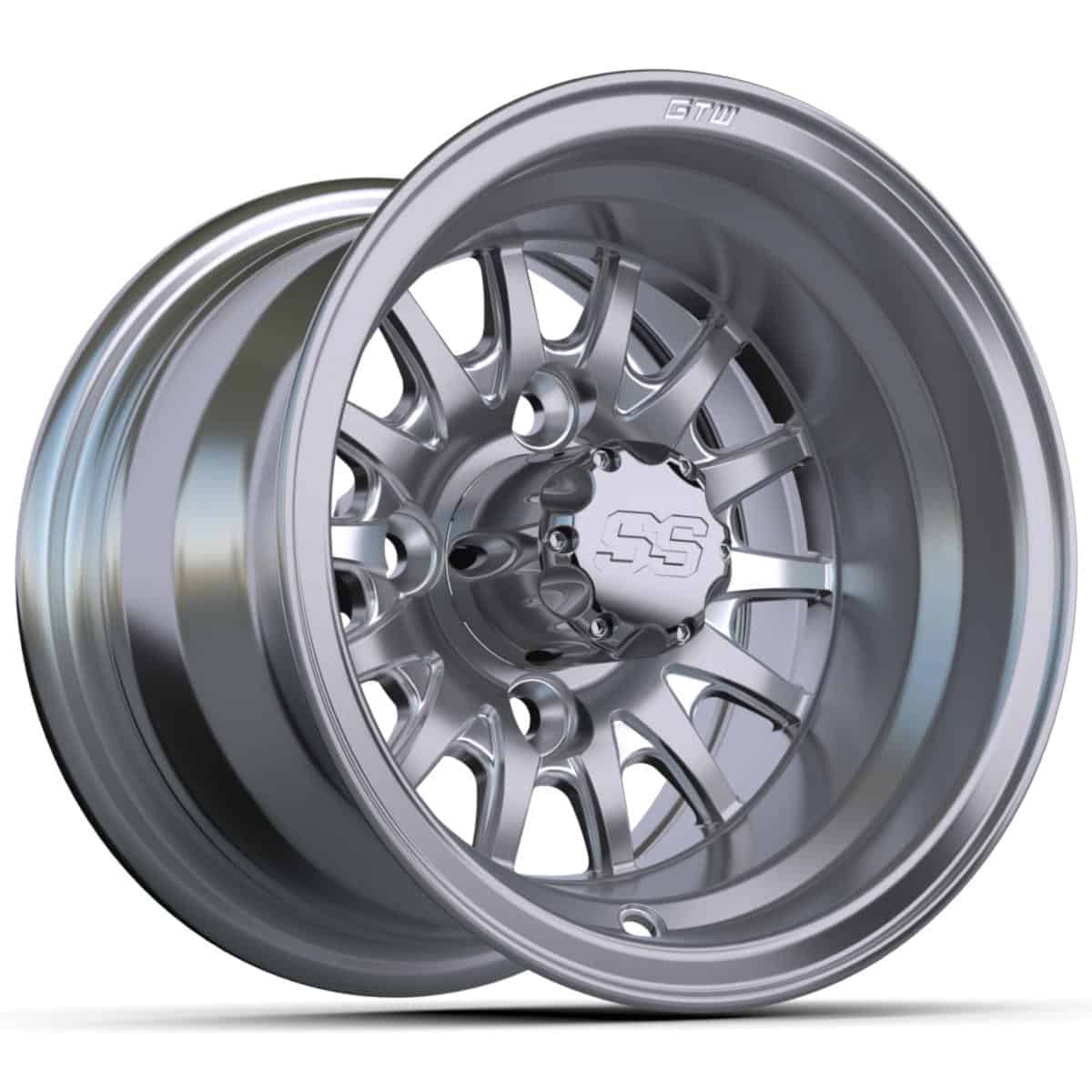 Medusa Silver GTW® Wheel with Machined Details for Custom Carts.