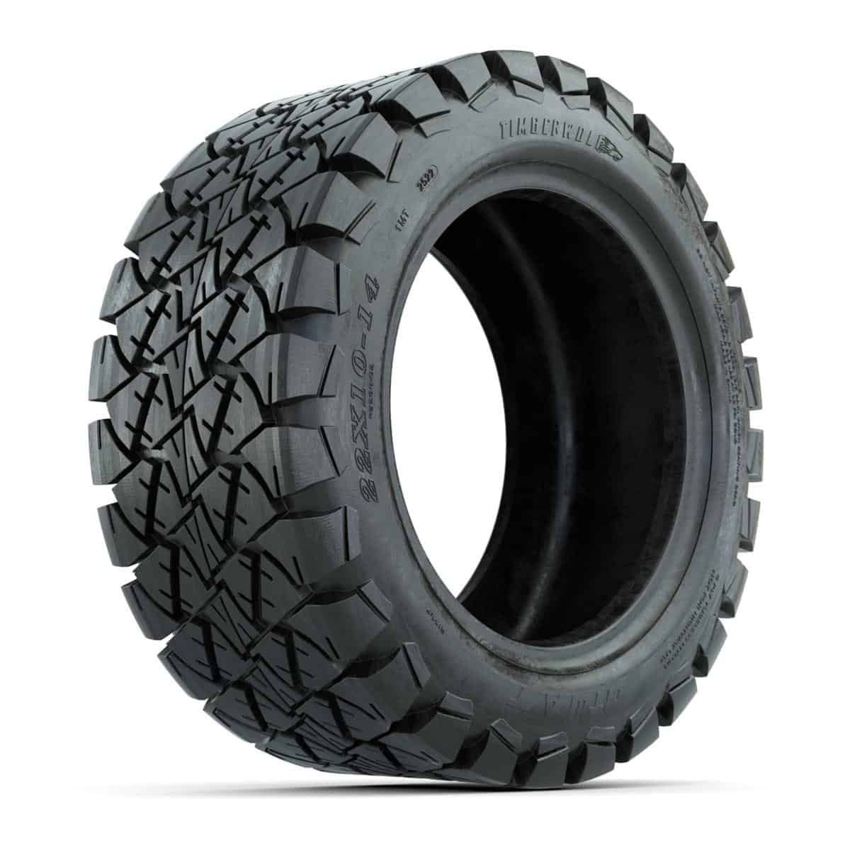 Durable 22x10-14 GTW® Timberwolf A/T tire designed for off-road and all-terrain use.