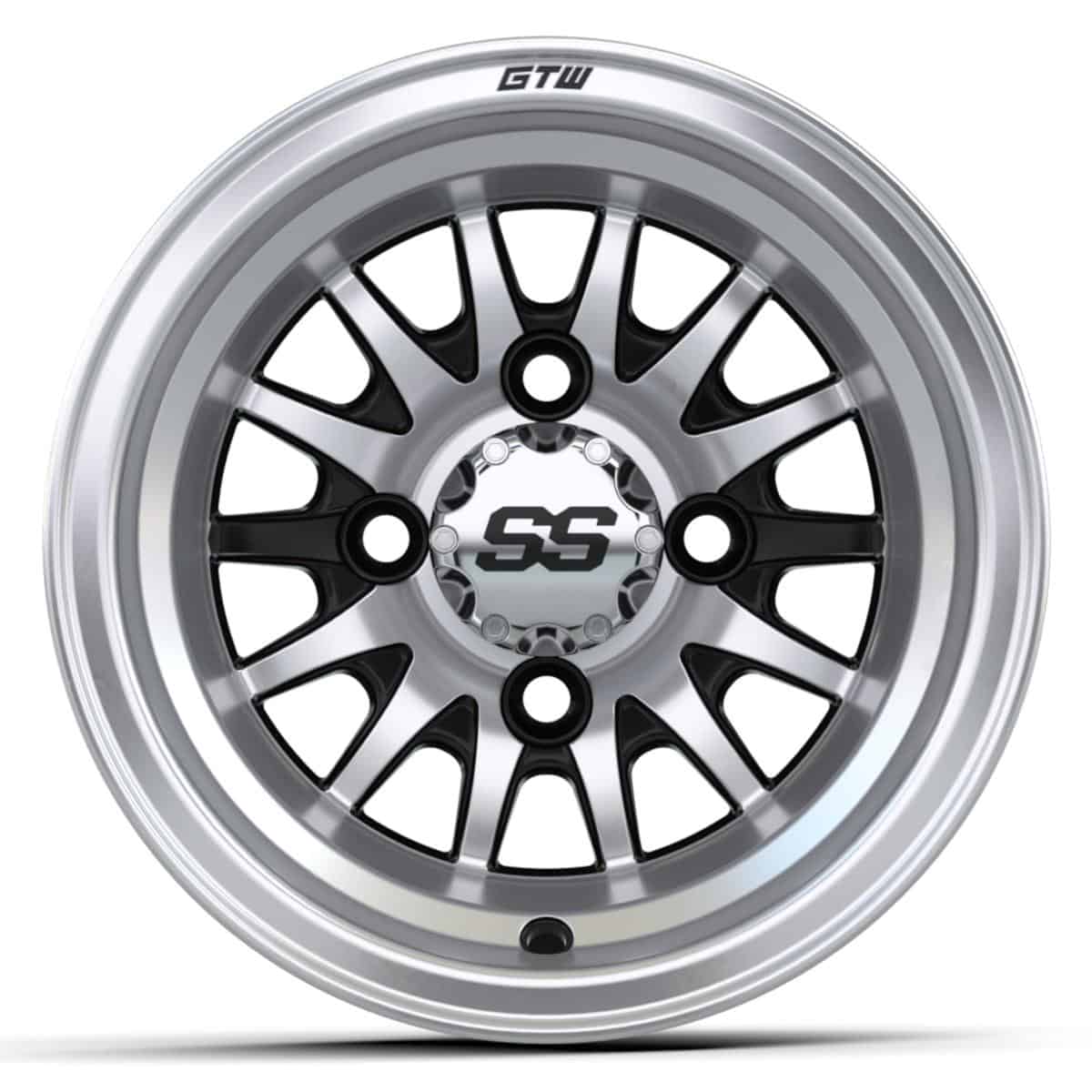 GTW Medusa Black wheel with machined accents for golf carts and custom vehicles.