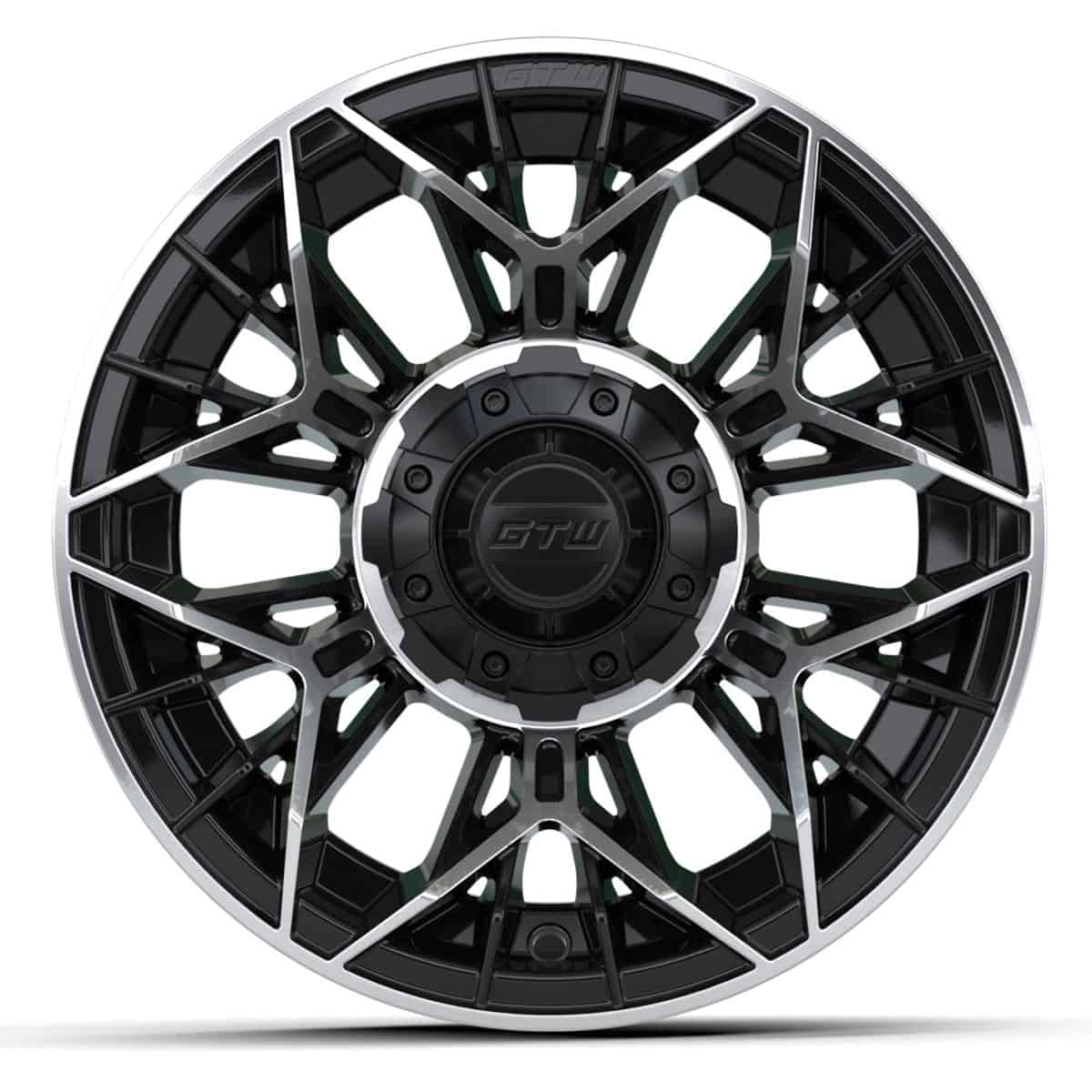 Alternative view of 12” GTW Stellar Machined & Black Wheel