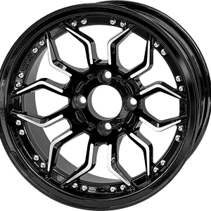 14-inch Scorpion Machined Black Aluminum Alloy Wheel.