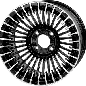 Aluminum alloy Piranha wheel with black machined finish for high performance. Perfect for custom car.