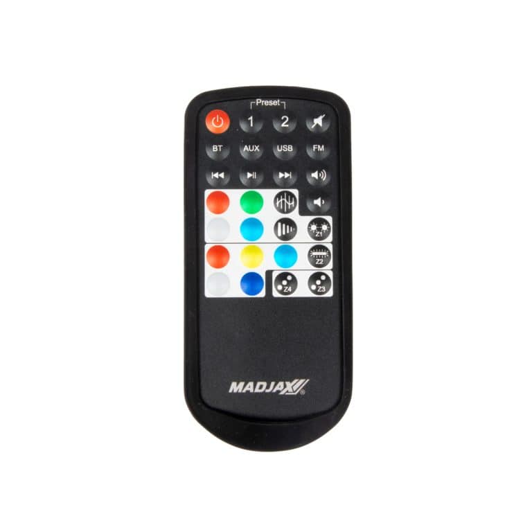 MADJAX audio system remote control with color buttons