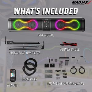 RGB soundbar kit with mounting hardware and remote