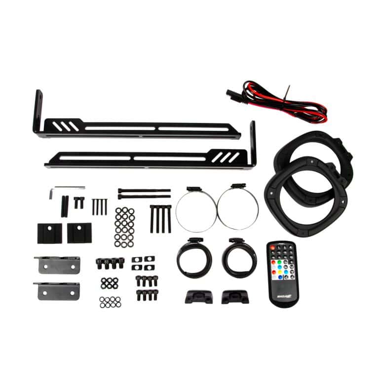 LED light mounting kit with brackets and remote