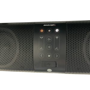 Close-up of MadJax speaker control panel