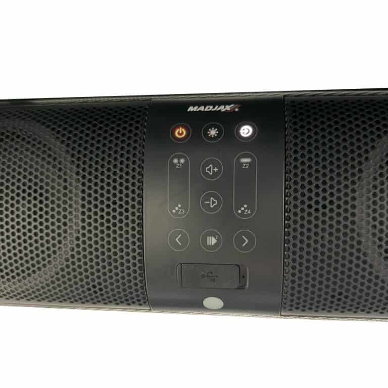 Close-up of MadJax speaker control panel
