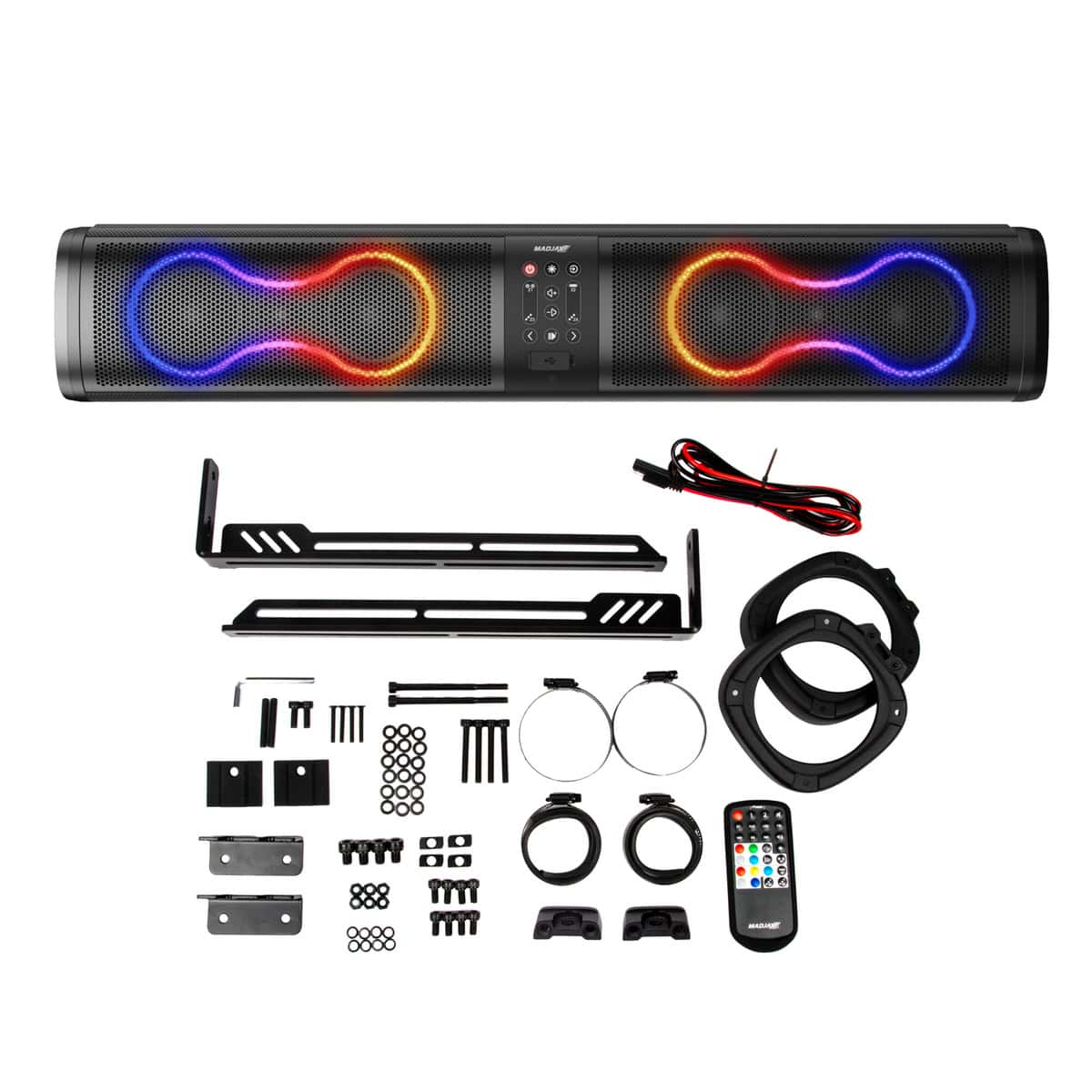 RGB LED soundbar with mounting hardware kit