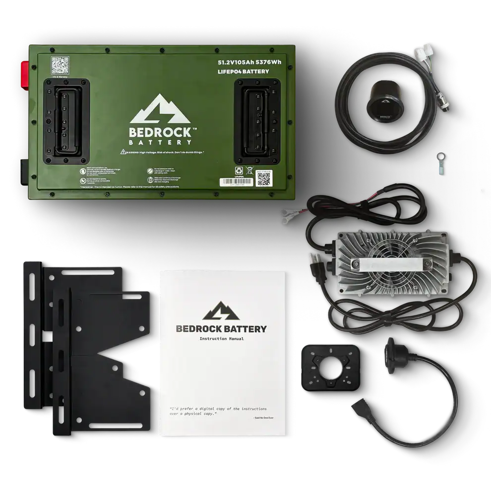 Bedrock LiFePO4 battery kit with accessories