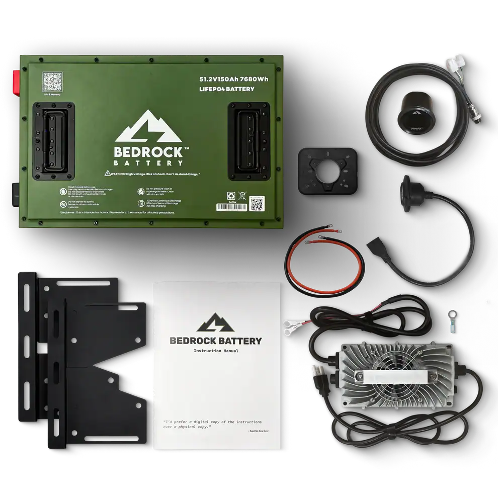 Bedrock LiFePO4 battery kit with accessories